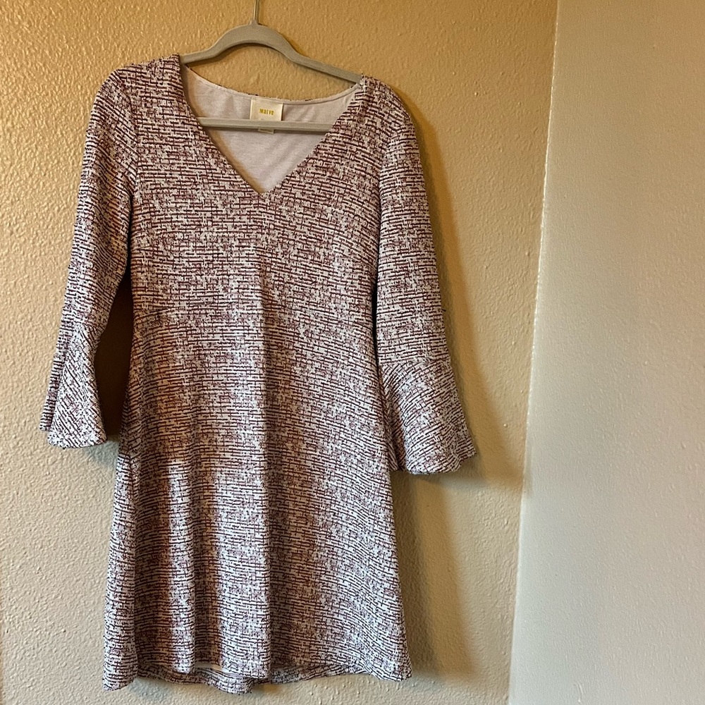 Mauve by Anthropologie Knit White/Red Dress